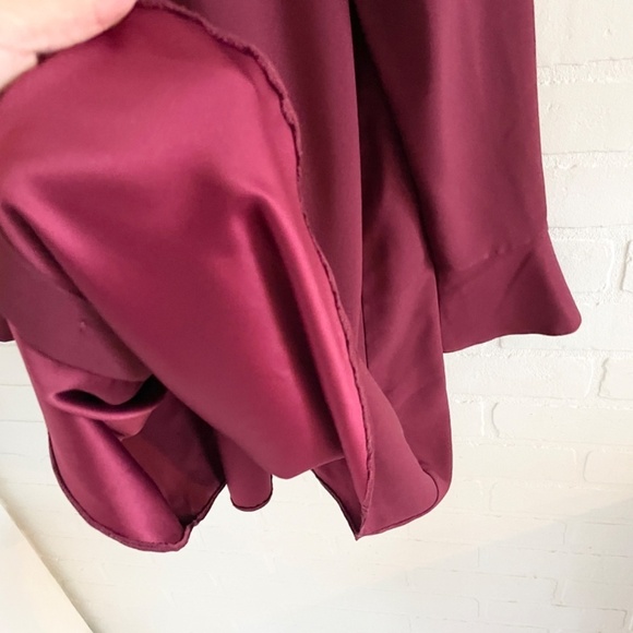 ASOS Mini Shirt Dress Button down Long Tulip sleeve Princess shoulder Burgundy 4 - Picture 14 of 14